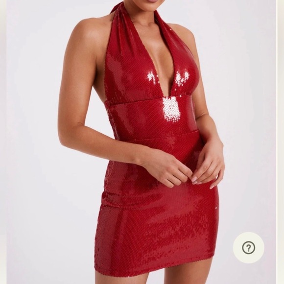 Meshki Carleigh Sequin Halter Mini Dress Red Size XXS NWT Holiday Valentines - Picture 5 of 10